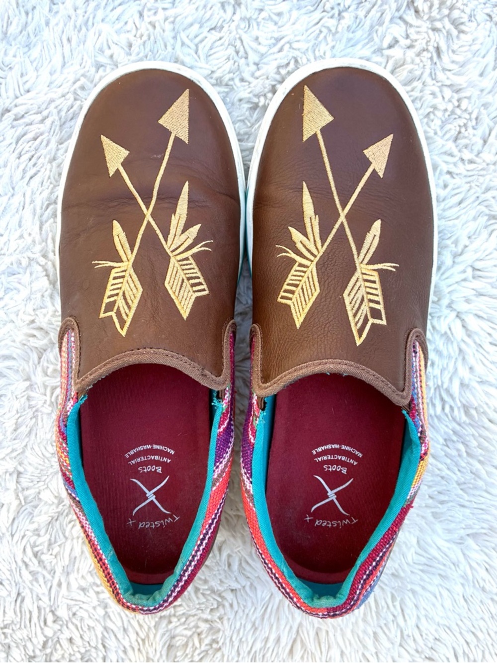 Twisted X Brown Leather Embroidered Be Brave Women’s Loafers Sz 10 - Picture 8 of 10